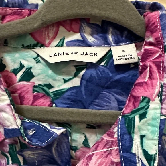3/25$ Janie and Jack Floral Button Down Shirt - Blue and Pink - Picture 2 of 3